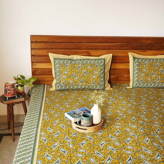 Rangoli – Mustard - Flat/Fitted Bedsheet (90x108 Inches)