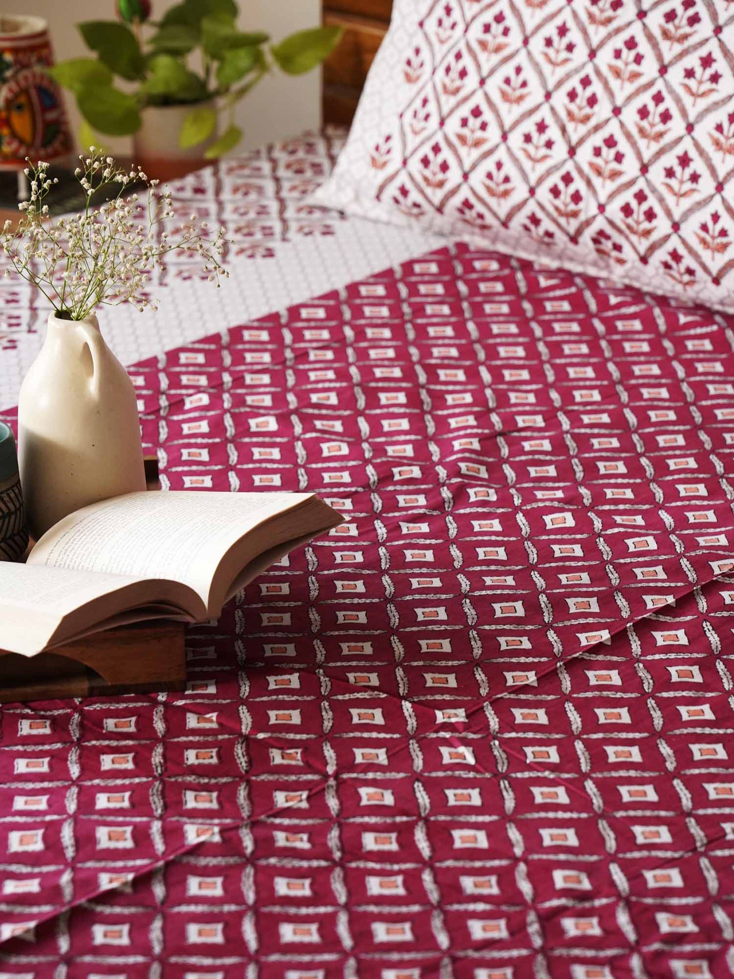 Basant – Red - Single Bed Bedsheet (60 x 90 Inches)