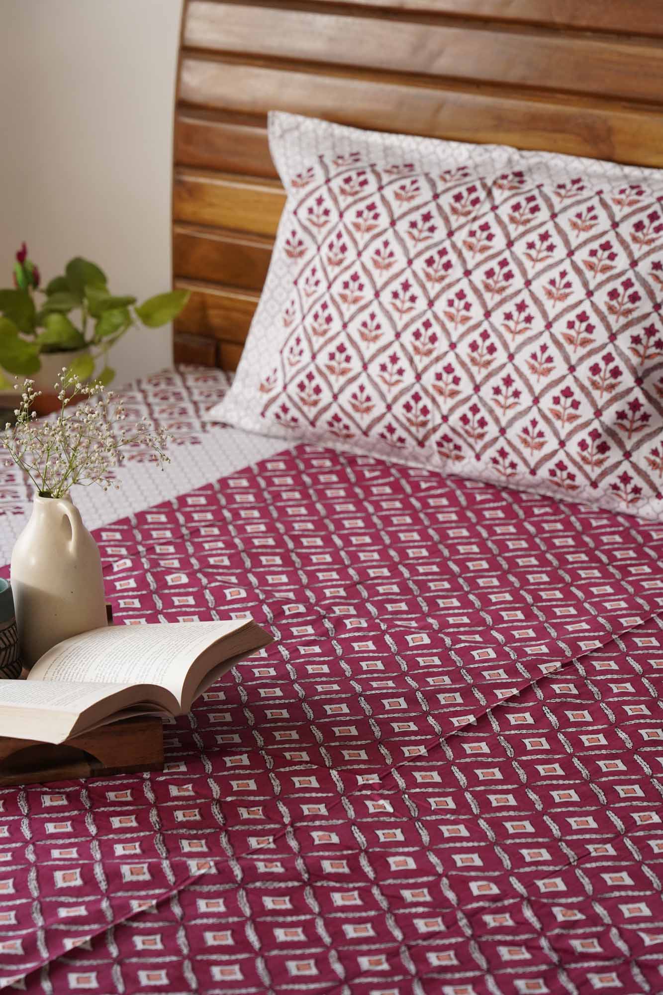 Basant – Red - Single Bed Bedsheet (60 x 90 Inches)