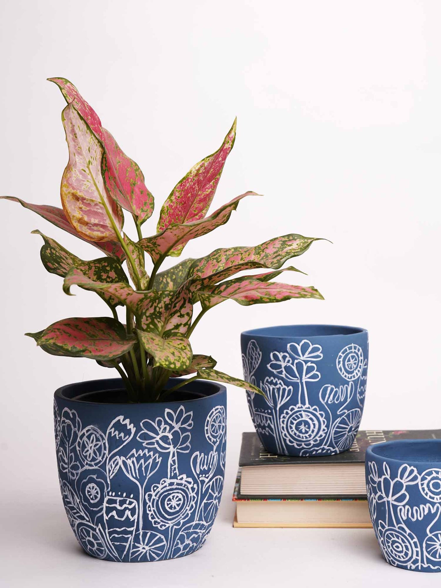 Abstract Floral Symphony Planters - Set of 3