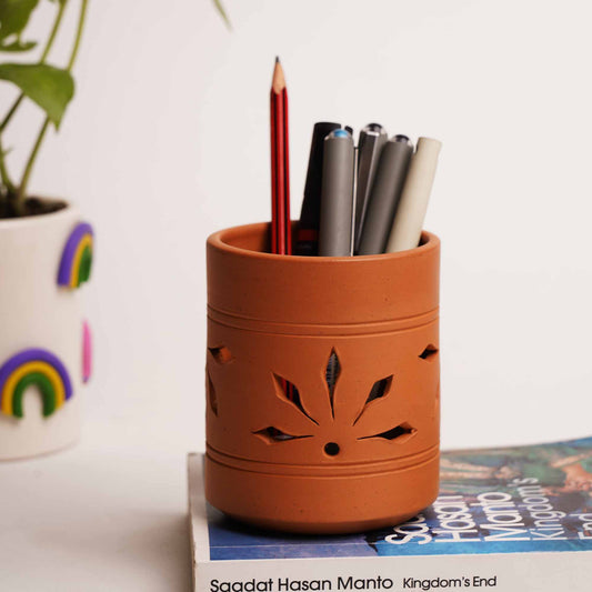 Terracotta Pen stand - Cut Work