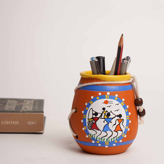 Terracotta Pen stand - Hand painted