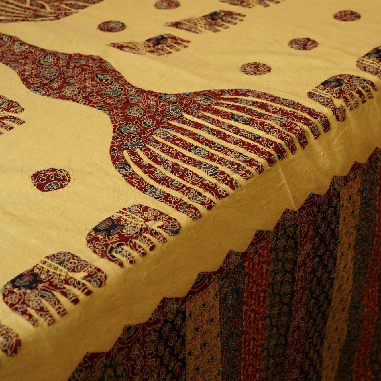 Tree of Life - A Kantha Bedcover - Maroon