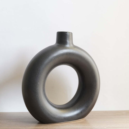 Black Donut Vase - Medium