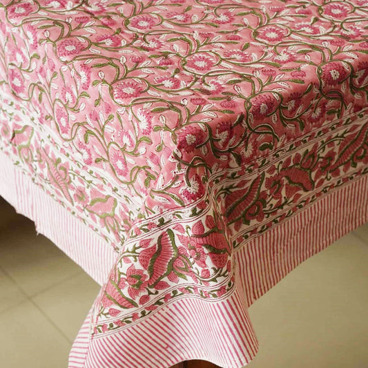 Jugni – Pink - The Original Hand-Block Printed Dining Table Cover