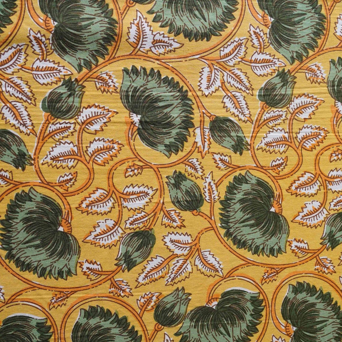 Begum - Yellow - Single(60 x 90) I Flat I Fitted Bedsheet (90 x108 Inches)