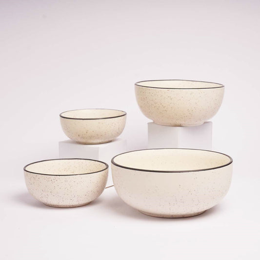 Ivory Matte Finished Serving Bowl Set - Set of 4