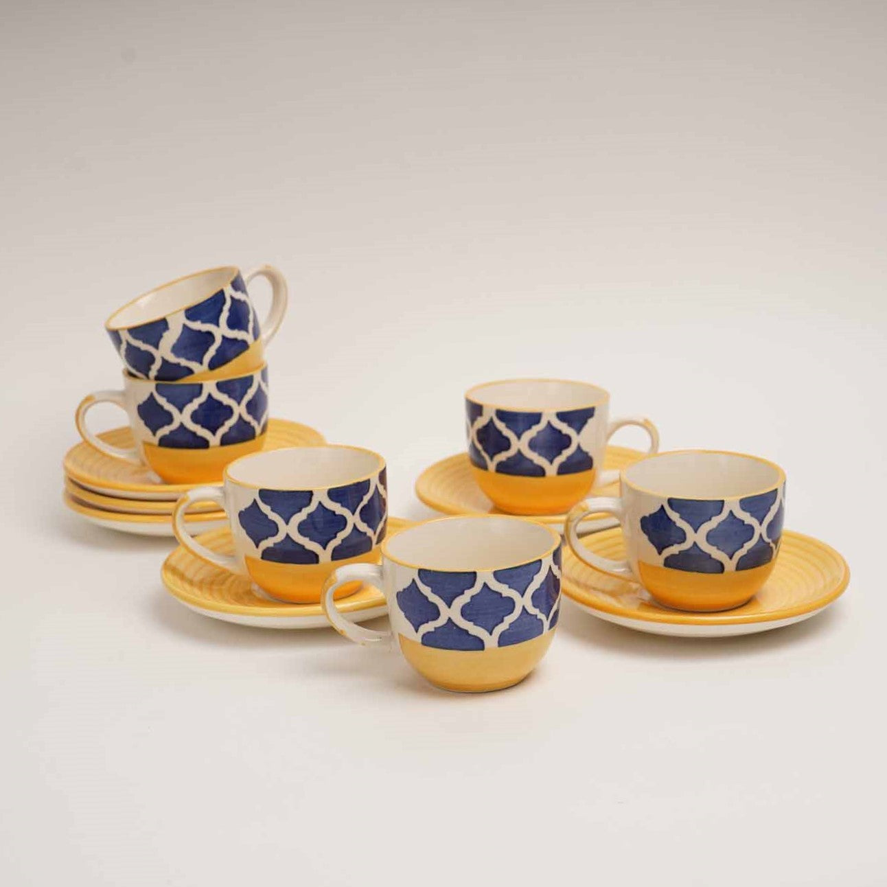 Moroccan Tea Set - Set of 6 Tea Cups & 6 Saucers