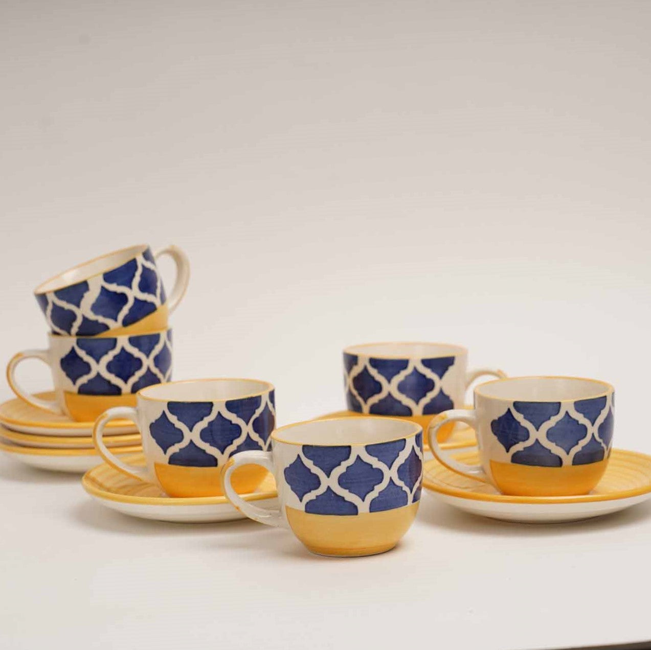 Moroccan Tea Set - Set of 6 Tea Cups & 6 Saucers