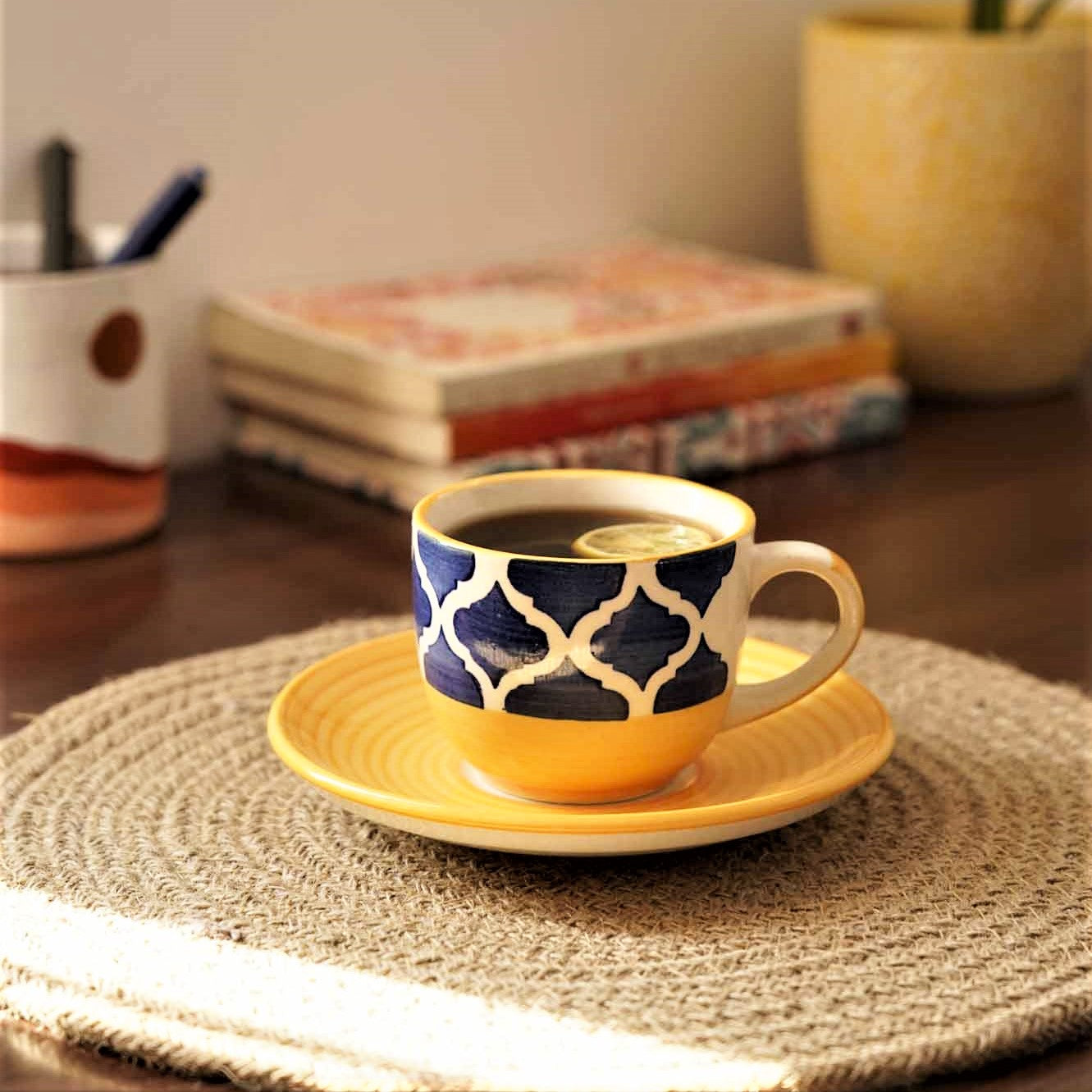 Moroccan Tea Set - Set of 6 Tea Cups & 6 Saucers