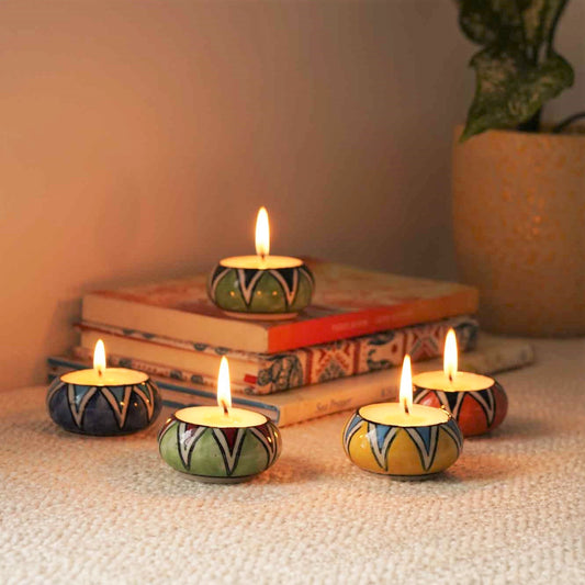 Scented Tea Lights Gift Hamper - Set of 5 with an Air tight jar