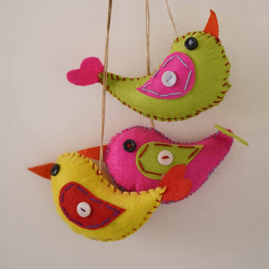 Assorted Felt Hanging Birds - Set of 3