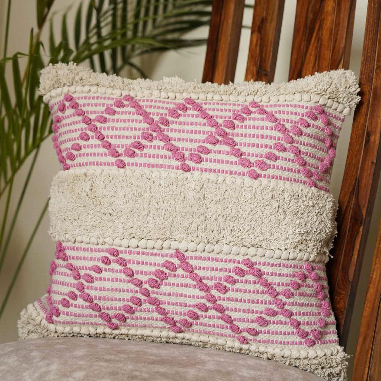 Boho Vibe – Lavender and Pink Tufted Cushion Covers