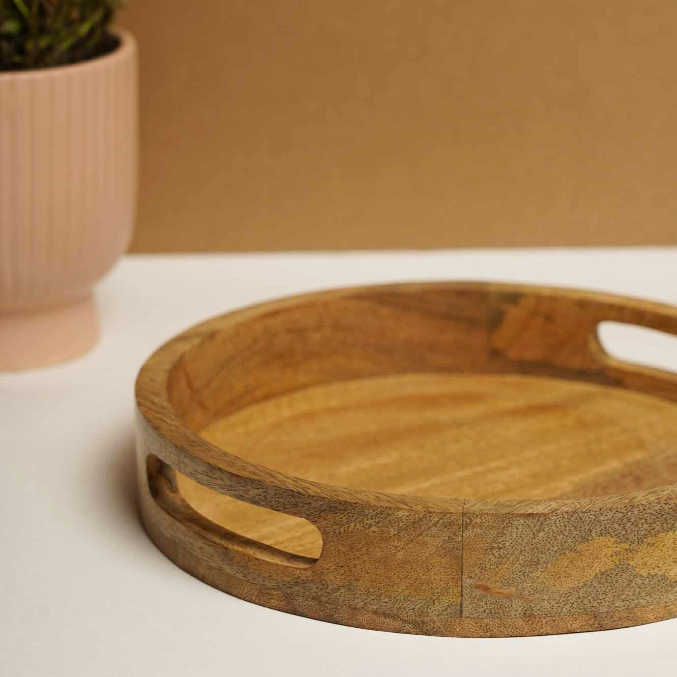 Classy Wooden Round Tray - Small