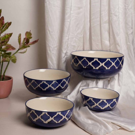 Moroccan Blue Serving Bowls - Set of 4