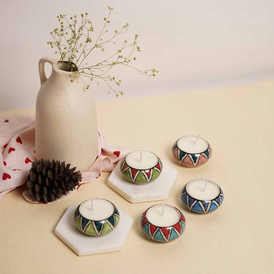 Assorted Hand painted Soy Wax Scented Candles - Set of 5
