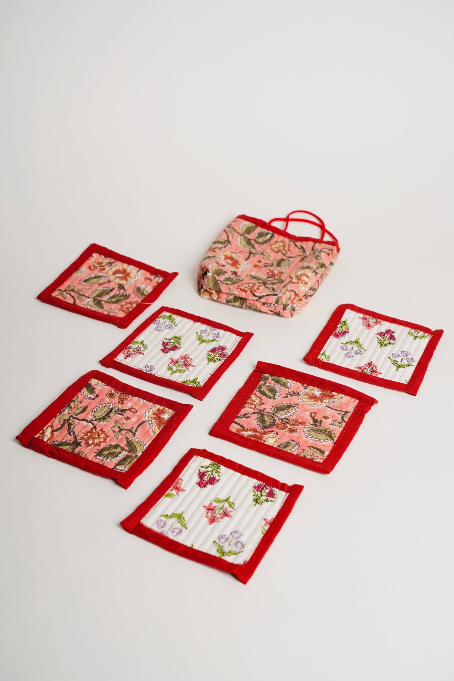 Zero Waste Fabric Coasters - Set of 6 with Pouch